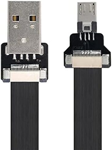 NFHK USB 2.0 Type-A ذكر إلى مايكرو USB 5Pin ذكر كابل بيانات مسطح نحيف FPC لـ FPV والقرص والهاتف 20 سم in Kuwait