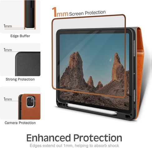 حافظة KingBlanc لجهاز iPad Pro مقاس 11 بوصة 2024 (M4، الجيل الخامس) مع حامل أقلام رصاص، غطاء واقٍ متين من جلد البولي يوريثان، نوم/تنبيه تلقائي، يدعم قلم الرصاص Pro/Pencil (USB-C)، زاوية العرض/الكتابة، أسود in Kuwait