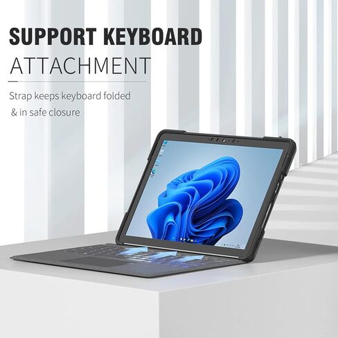 Protective Case for Microsoft Surface Go 4 (2023)/Surface Go 3 (2021)/ Surface Go 2 (2020), Rugged Surface Go Case with Hand Strap/Kickstand, Compatible with Type Cover Keyboard-Black in Saudi Arabia