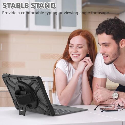 Protective Case for Microsoft Surface Go 4 (2023)/Surface Go 3 (2021)/ Surface Go 2 (2020), Rugged Surface Go Case with Hand Strap/Kickstand, Compatible with Type Cover Keyboard-Black in Saudi Arabia