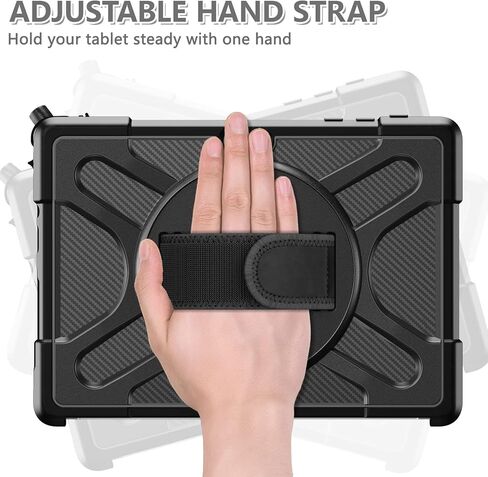 Protective Case for Microsoft Surface Go 4 (2023)/Surface Go 3 (2021)/ Surface Go 2 (2020), Rugged Surface Go Case with Hand Strap/Kickstand, Compatible with Type Cover Keyboard-Black in Saudi Arabia
