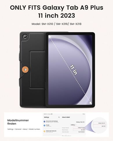 INFILAND Samsung Galaxy Tab A9+/A9 Plus Case with Keyboard and High Precision Trackpad, Slim and Portable Detachable Folder Style Wireless Keyboard Cover for Tab A9+ 11 inch 2023,Charcoal in Kuwait