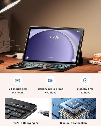 INFILAND Samsung Galaxy Tab A9+/A9 Plus Case with Keyboard and High Precision Trackpad, Slim and Portable Detachable Folder Style Wireless Keyboard Cover for Tab A9+ 11 inch 2023,Charcoal in Kuwait