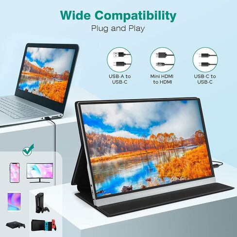 شاشة محمولة للكمبيوتر المحمول، شاشة كمبيوتر محمول INOO 15.8 بوصة FHD 1080P، شاشة ثانية للسفر للكمبيوتر المحمول، شاشة USB C مع غطاء ذكي، شاشة خارجية لجهاز MacBook Computer Tablet Phone Xbox Switch PS5/4 in Saudi Arabia