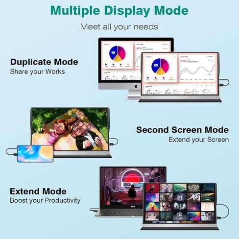 شاشة محمولة للكمبيوتر المحمول، شاشة كمبيوتر محمول INOO 15.8 بوصة FHD 1080P، شاشة ثانية للسفر للكمبيوتر المحمول، شاشة USB C مع غطاء ذكي، شاشة خارجية لجهاز MacBook Computer Tablet Phone Xbox Switch PS5/4 in Saudi Arabia