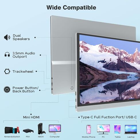 شاشة محمولة للكمبيوتر المحمول، شاشة كمبيوتر محمول INOO 15.8 بوصة FHD 1080P، شاشة ثانية للسفر للكمبيوتر المحمول، شاشة USB C مع غطاء ذكي، شاشة خارجية لجهاز MacBook Computer Tablet Phone Xbox Switch PS5/4 in Saudi Arabia