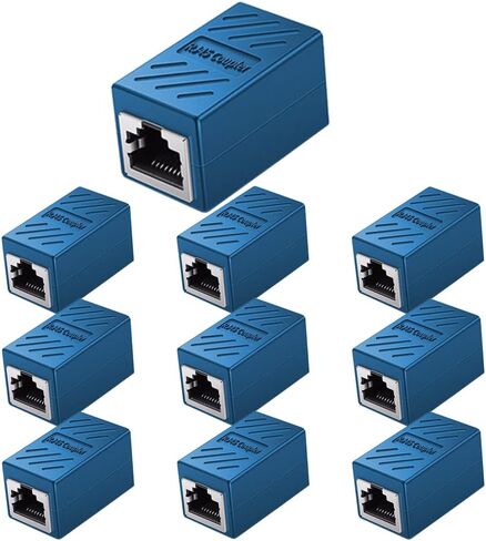 وصلة إيثرنت أنثى إلى أنثى 10 قطع، وصلة RJ45 لمحول موسع كابل إيثرنت Cat8 Cat7 Cat6 Cat5 Cat5e (أزرق) in Kuwait