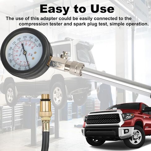 M10 Spark Plug Adapter - Cylinder Compression Tester Spark Plug Adapter, Performance Compression Test Tool with Iron Plated Copper Surface for Petrol Engine Cylinder Leak Down (1 Pack) in Saudi Arabia
