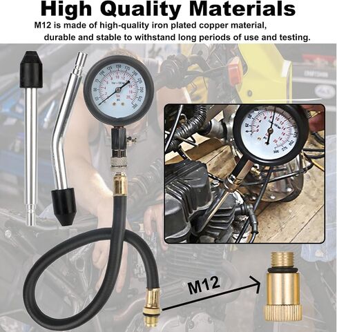 M10 Spark Plug Adapter - Cylinder Compression Tester Spark Plug Adapter, Performance Compression Test Tool with Iron Plated Copper Surface for Petrol Engine Cylinder Leak Down (1 Pack) in Saudi Arabia