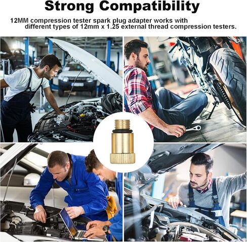 M10 Spark Plug Adapter - Cylinder Compression Tester Spark Plug Adapter, Performance Compression Test Tool with Iron Plated Copper Surface for Petrol Engine Cylinder Leak Down (1 Pack) in Saudi Arabia