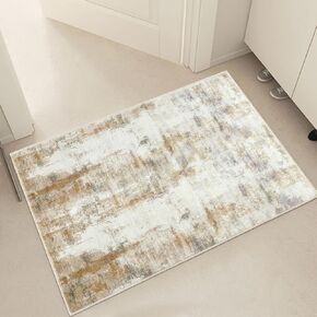 famibay Washable Area Rug 6x9 Modern Living Room Rugs Low Pile Neutral Area Rug for Bedroom Abstract Non Shedding Rubber Backed Area Rugs for Living Room Bedroom Dining Room(Beige/Camel)