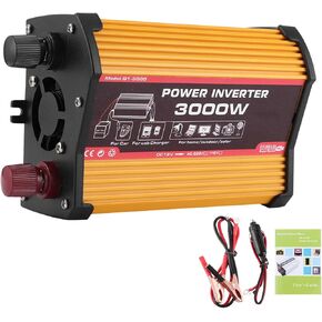 3000W Power Inverter Auto AC Converter Modified Sine Wave Car Adapter Converter with Dual USB Port Outlet Fast Charging (12V to 110V)