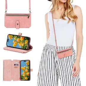 ZCDAYE لهاتف iPhone 16 Pro حافظة محفظة مع حزام، حافظة iPhone 16 Pro Crossbody مع حامل بطاقة للنساء، غطاء قلاب بحزام معصم جلدي بسحاب لهاتف iPhone 16 Pro 6.3 بوصة، أسود in Kuwait