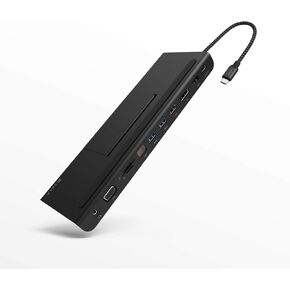 ADAM elements Hub Pro USB-C Docking Station - HDMI, VGA, DisplayPort - Ethernet - 3X USB Ports - USB-C with PD - SD and microSD Card Readers - 3.5 mm Audio Out - Built-in Phone Stand