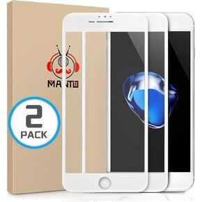 MANTO Screen Protector for iPhone 8 Plus, iPhone 7 Plus, iPhone 6S Plus, iPhone 6 Plus 5.5 Inch Full Coverage Tempered Glass Film Edge to Edge Protection 2-Pack, Black