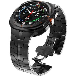 WINGLE Metal Band for Samsung Galaxy Watch Ultra Bands 47mm for Men Rugged Durable Armor Designed Stainless Steel Band Classy Casual Business Galaxy Watch 7 Ultra Bands with Butterfly Folding Clasp