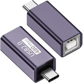 2 Pack USB C to USB B Adapter Type C to MIDI Convert Connector Type C Male to USB B Female Printer Adapter for Eectric Piano DAC,Synthesizer,DJ Controller,Keyboard,Printer (Straight)