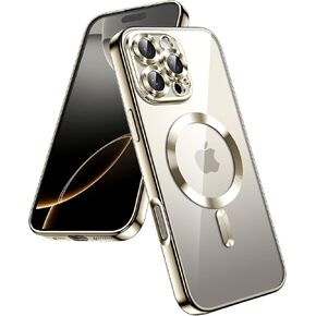 JETech Soft Clear Case for iPhone 16 Pro 6.3-Inch, Camera Lens Full Protection, Compatible with MagSafe Wireless Charging, Shockproof Electroplated TPU Phone Cover (Desert Titanium)