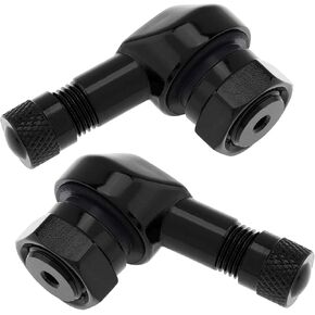 Motorcycle Tire Valves Black 90 Degree Angle Valves Tire 10mm Pair 11.3mm Rim Holes Wheel Aluminum CNC Valves Fit for Most Harley Davidson, BMW, Honda, Kawasaki, Suzuki, Yamaha and Triumph Bike