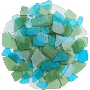Sea Glass for Crafts - 14oz Frosted Seaglass Pieces - Vase Filler and Aquarium Ornament, DIY Craft Supplies for Art, Beach Weddings, and Home Decor (Green, Aquamarine, White)