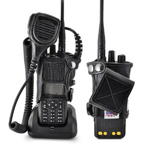 Turtleback Holder fits XPR 7550 Radio with Extended Battery and Sandard Battery, Black Leather Duty Belt Holster with Heavy Duty Rotating Belt Clip,