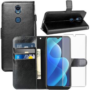 for Sharp Rouvo V Case, for Sharp Rouvo V Wallet Case, with Screen Protector,PU Leather Wrist Strap Card Slots Shockproof Protective Flip Cover Phone Case for Sharp Rouvo V 2022, Black