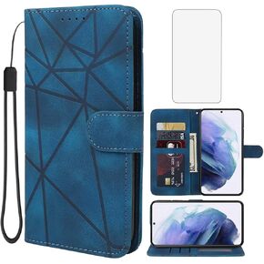 Case for Galaxy S21 5G Case, Samsung S21 SM-G991U Wallet Case with Tempered Glass Screen Protector, Skin Feel Leather Flip Credit Card Holder Stand Phone Cover for Samsung Galaxy S21 5G Red