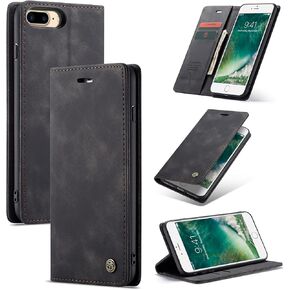 UEEBAI Wallet Case for iPhone 6 Plus iPhone 6S Plus, Premium PU Leather Case Vintage Matte Wallet Flip Cover [Card Slots] [Magnetic Closure] Stand Function Folio Shockproof Full Protection - Coffee