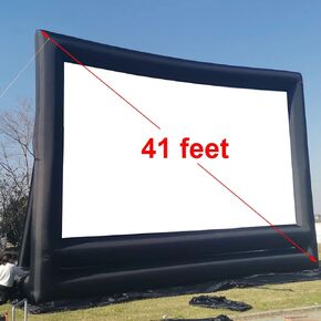28 ft Inflatable Movie Screen Outdoor Incl Blower - Front and Rear Projection - Portable Blow Up Projector Screen for School, Churches, Grand Parties, Backyard Pool Fun