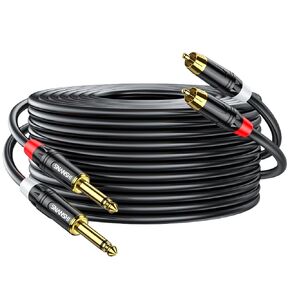 SNANSHI RCA to 1/4 Cable 10FT- Dual 1/4" TS to Dual RCA Stereo Interconnect Cable, Double Shielded 1/4 to RCA Cable for Mixer,AMP/Speakers,BluRay Player,Recorder,DJ Gear