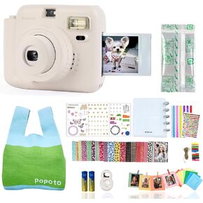 POPOTO Instant Camera kit, Mini 12 Instant Camera Decoration Stickers, Frames, Photo Album and More Accessory kit - White