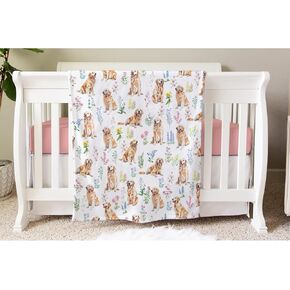 Golden Retriever Baby Blanket for Boys Girls Gender Golden Retriever Floral Neutral Newborn Nursery Baby Swaddle Receiving Blankets Soft Plush Lightweight Golden Retriever Baby White 30x40inch