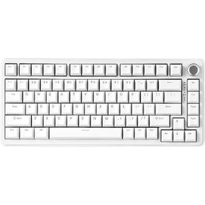 YUNZII B75 Mechanical Keyboard,75% Hot Swappable Keyboard with Knob,RGB Gasket Gaming Keyboard with Double-Shot PBT Keycaps,Cherry Profile for Win/MAC (Black, Blue Grey Tactile Switch)