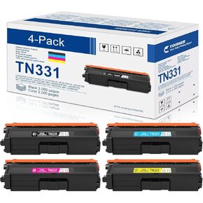 خراطيش حبر TN331 TN-331 مكونة من 4 عبوات: بديل لحبر Brother TN331BK TN331 المتوافق مع HL-L8250CDN L8350CDW L9200CDW MFC-L8600CDW L8850CDW L9550CDW (أسود سماوي أرجواني أصفر، 4 عبوات)