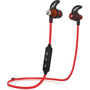 Symphonized NRG Bluetooth Wireless Wood in-Ear Noise-isolating Headphones, Earbuds, Earphones with Mic & Volume Control (Red)
