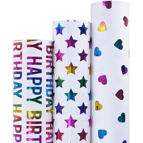 Blavermant Wrapping Paper - Black and Rose Gold Wrapping Paper Roll - 17in x 10ft Per roll - 3 Rolls Polka Dots/Gold Foil Line/Solid Rose Gold, Black Gold for Birthday,Wedding