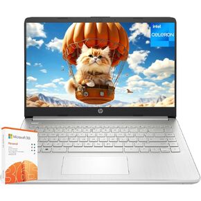 HP Newest 14" Student and Business Windows 11 Pro Laptop Computer, 1 Year Office 365, Intel Quad-Core N4120 CPU, 16GB RAM, 384GB Storage(128GB eMMC+256GB SD Card), 14 Inch Anti-Glare HD Display,Webcam