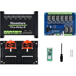 Waveshare Pi Pico W Microcontroller Board, Built-in WiFi, Based On Official RP2040 Dual-Core Processor Includes ABS Protective Case and Pico-Relay-B (5 Items