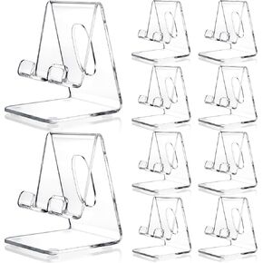 Suzile 10 Pcs Acrylic Cell Phone Stand, Portable Clear Phone Holder Transparent Acrylic Phone Stand for Smartphone Accessories Office Desk