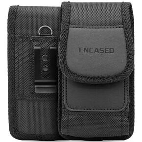 Encased XL Belt Phone Holder with Credit Card Wallet Pocket, Pouch Compatible with Samsung Galaxy Ultra, and iPhone Pro Max Models, Large Waist Holster, Case Compatible (1680D Ballistic Nylon)