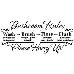 VICASKY Bathroom Rules Wall Decal Mural Decor Vinyl Quotes Sticker Wash Washroom Toilet WC Sign Wall Art Decor for Home Bathroom in Saudi Arabia