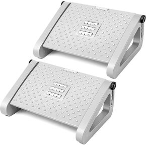 Beeveer 2 Pcs Foot Rest for Under Desk at Work, Adjustable 6 Heights Ergonomic Foot Rest for Under Desk with Massage Surface at Work, Under Desk Footrest for Office and Home Pressure Relief