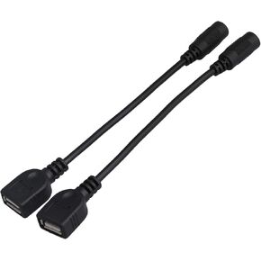 BQLZR USB Female to DC 5.5x2.1mm Female DC Power Supply Extension Adapter Cable Pack of 2