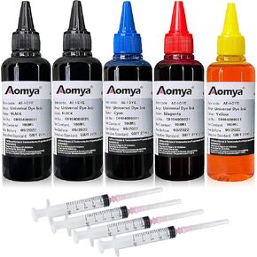 Aomya Universal Dye Ink Refill Kit for HP Canon EPN Brother Lexmark Refill kit Compatible Cartridges Refillable Cartridge CISS CIS System 4 Color Set (3BK, C, M, Y)