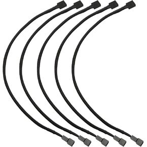 5pcs 4 Pin PWM Fan Power Supply Cable PC Internal Motherboard Fan Power Extension Cable Adapter 11.8 Inch, Black