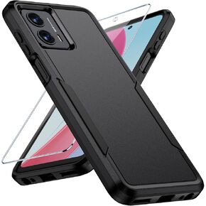 for Moto G 5G 2024 Case with HD Screen Protector, 10 FT Military Grade Drop Protection, Anti-Slip Breathable Design, Air Cushion Full-Body Protection Phone Case, Black