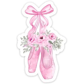 Ballet Shoes Sticker, 2 Pack Clear Dance Ballerina Gifts Stickers for Laptop Phone Water Bottles Car