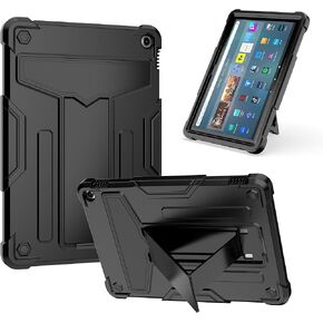 Case for Amazon Fire HD 10 Tablet 10.1" Inch Display (13th Generation, 2023 Released) - Heavy Duty Hybrid Kickstand Case Cover + 1 Screen Protector and 1 Random Stylus (Navy Blue/Blue)
