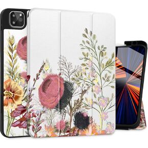 Mektron for iPad Air 12.9 Case 2024/iPad Pro M2 12.9 Case 6th/5th/4th/3rd Gen 2022 2021 2020 2018 with Pencil Holde - Trifold Stand - Auto Wake/Sleep, Beautiful Floral