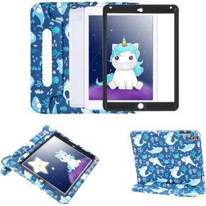 HDE Case for iPad 9.7-inch 2018/2017 Kids Shockproof Bumper Hard Cover Handle Stand with Built in Screen Protector for New Apple Education iPad 9.7 Inch (6th Gen) / 5th Generation iPad 9.7